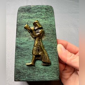 Vintage Dayagi Israel Brass Bookend Mid Century Modern Stone Base